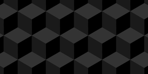 Minimal vector cubes geometric tile and mosaic wall grid backdrop hexagon technology wallpaper background. dark black block cube structure backdrop grid triangle texture vintage design.