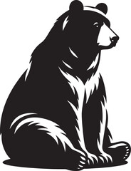 Bear sitting Silhouette vector illustration isolated on white background