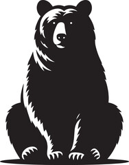 Bear sitting Silhouette vector illustration isolated on white background