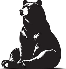 Bear sitting Silhouette vector illustration isolated on white background