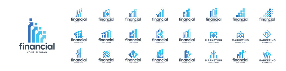 logo financial growth chart collection. logo for business of brand design.