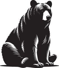 Bear sitting Silhouette vector illustration isolated on white background