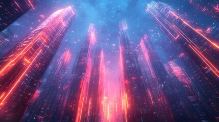 Obraz premium Futuristic Personalized E Learning Ecosystem with Adaptive Algorithms and Neon Infused Aesthetic