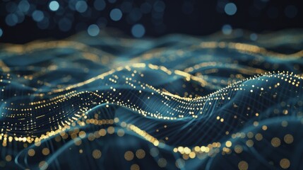 Obraz premium Abstract Wavy Pattern with Golden Lights