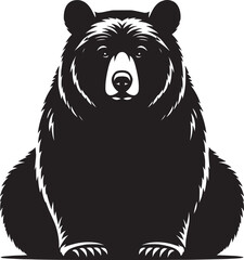Bear sitting Silhouette vector illustration isolated on white background