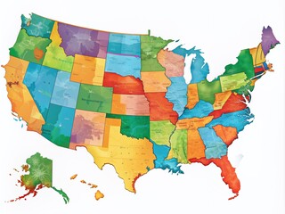 Highly detailed map of the United States featuring all 50 states with precise borders, capital cities, and geographic boundaries for navigation and reference use.