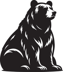 Naklejka premium Bear sitting Silhouette vector illustration isolated on white background