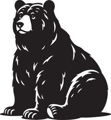 Bear sitting Silhouette vector illustration isolated on white background