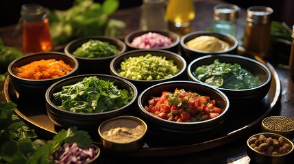 Fototapeta premium Composition with indian dishes. 