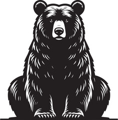 Bear sitting Silhouette vector illustration isolated on white background