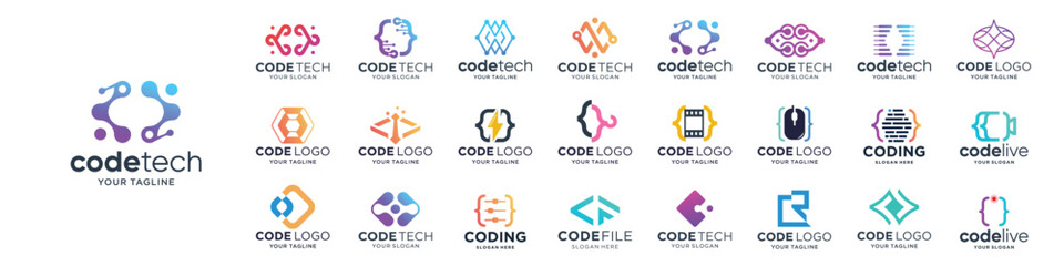 Modern coding logo icon perfect for business of technology and branding.