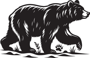 Bear Walking Silhouette vector illustration isolated on white background