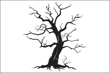 Eternal Silence Monochromatic Art Dead Tree Art Vector Illustration, Resilience of Time, Black Vector Art, Decay Depiction, Nature Illustration, Abstract Tree Art