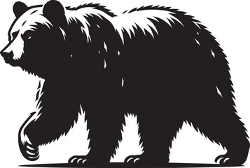 Bear Walking Silhouette vector illustration isolated on white background