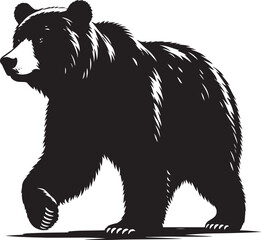 Bear Walking Silhouette vector illustration isolated on white background