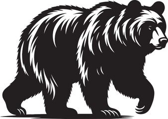 Bear Walking Silhouette vector illustration isolated on white background