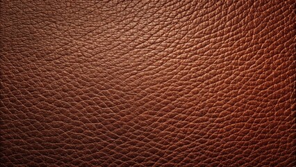 Fototapeta premium Closeup of dark brown vegetable tanned leather with full frame grain texture, leather, closeup