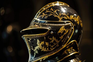 Close-up shot of a helmet on a mannequin, suitable for use in fashion or military themed designs