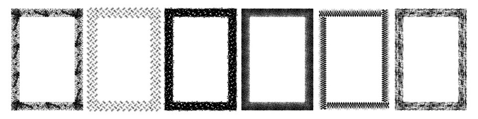 Set of grunge brush strokes frames. Design element for poster, emblem, sign, logo. Vector illustration