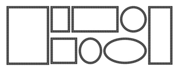 Metal chain or steel decorative frames collection set in black colours