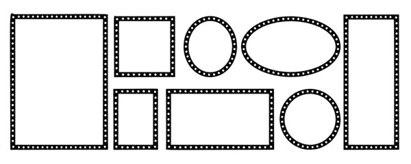 Mirror Blulb lamp pattern decorative frames collection set in black colours