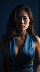 Elegance in Blue: The Alluring Gaze of Sophistication