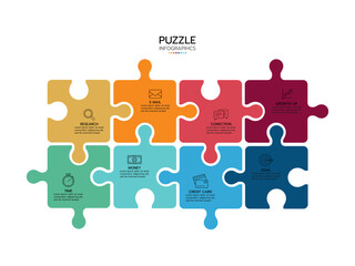 Infographic template. Concept 8 pieces of puzzle with icons.