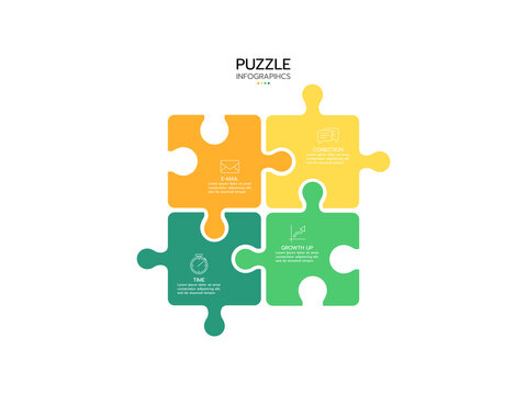 Infographic template. Concept 4 pieces of puzzle with icons.