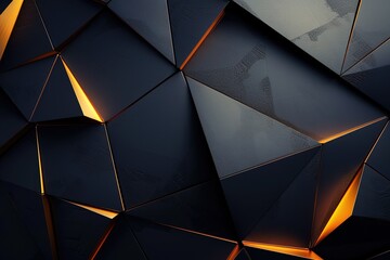 Abstract dark background with glowing golden lines.