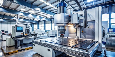 CNC milling machine in a manufacturing setting, precision, automation, technology, machining, industrial