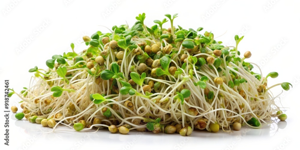 Wall mural sprouts isolated on white background , sprouts, fresh, healthy, green, diet, nutrition, organic, veg