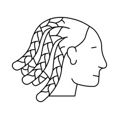 cornrows hairstyle female line icon vector. cornrows hairstyle female sign. isolated contour symbol black illustration