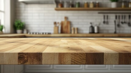 Close-up of a Wooden Countertop in a Kitchen Setting