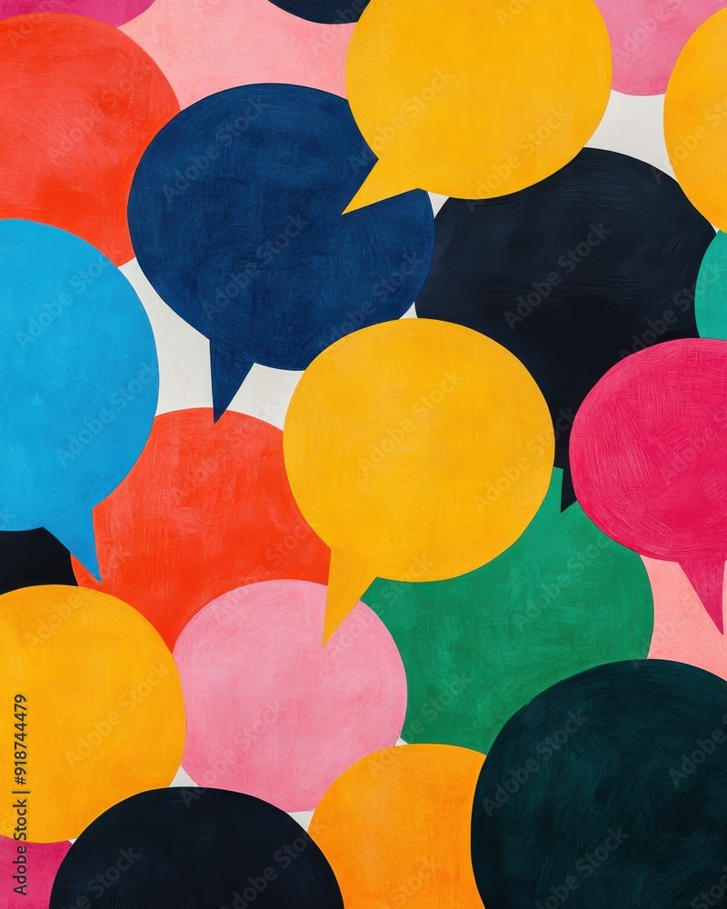 Poster colorful speech bubbles create a vibrant, dynamic background perfect for communication themes and cr