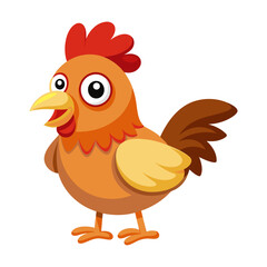 Colorful cartoon hen vector illustration on a white background