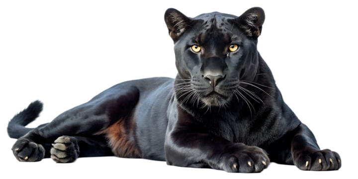 black panther laying isolated on transparent background