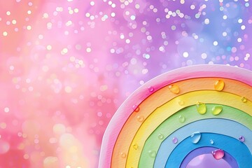 Obraz premium New baby card with a colorful rainbow an open area for text on the left side