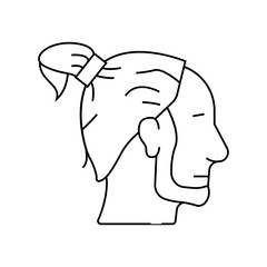 man bun hairstyle male line icon vector. man bun hairstyle male sign. isolated contour symbol black illustration