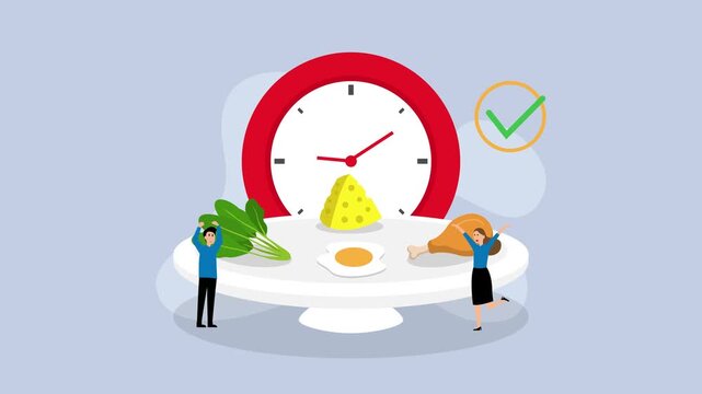 Intermittent fasting and healthy method for weight loss cartoon animation