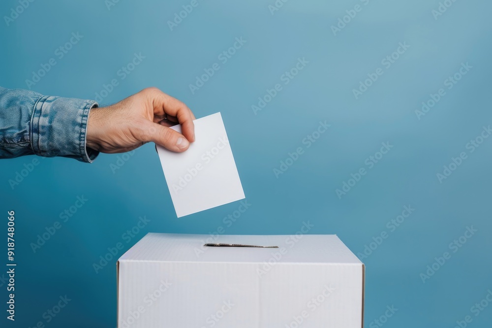 Poster a person puts a document into a file box