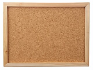 Fototapeta premium Brown cork message board isolated on white, with ample space for text or images, perfect for notes, announcements, menus, or reminders in a home or office setting.