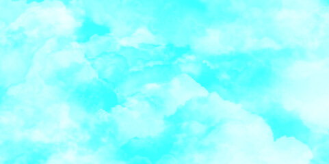 Blue pastel sky with white fluffy cumulus clouds watercolor texture abstract background, abstract cloudy background beautiful natural streaks of sky and light blue and white clouds with texture.