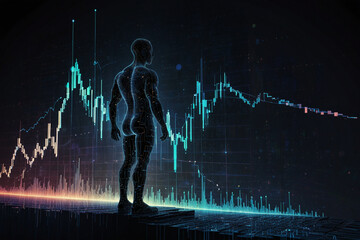 Human Looking at The Development Of His Business Economy Graph | Digital Background | Trading | business with graphs