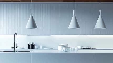 Sleek kitchen with white countertops and minimalist fixtures