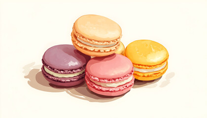 Illustration of fresh macarons on a light background