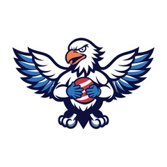 Bald eagle with an american flag vector illustration.