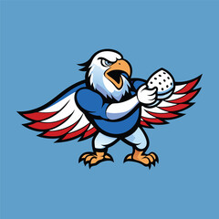 Bald eagle with an american flag vector illustration.