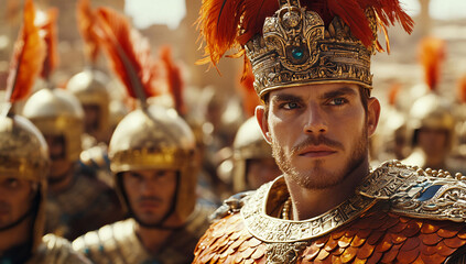 Majestic Persian King with Army Before Him in Cinematic Style
