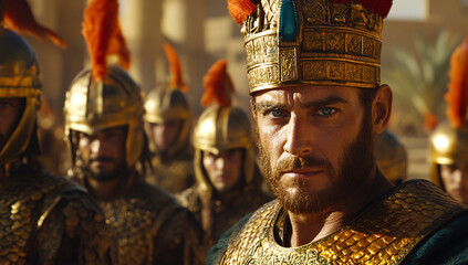 Majestic Persian King with Army Before Him in Cinematic Style