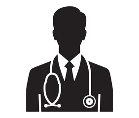 Men doctor and nurse icons silhouette white background vector illustration